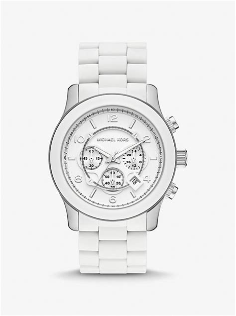 michael kors watch men white|oversized runway white tone watch.